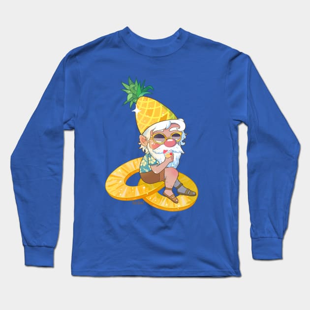 Pineapple Gnome Long Sleeve T-Shirt by paintdust